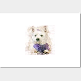Watercolour westie Posters and Art
